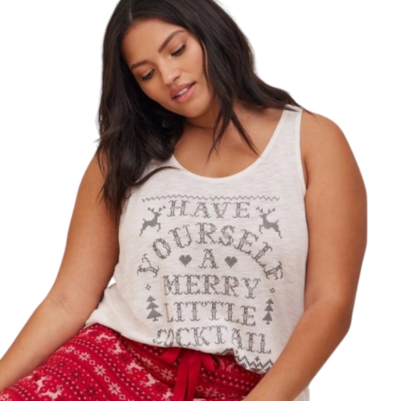 36. Torrid NWT ivory racerback sleep tee with holiday graphics - Picture 2 of 11